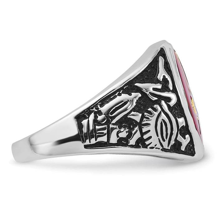 Buy Exclusive Men's 14K White Gold Masonic Ring with Lab-Created Ruby, Stylish Finish-9