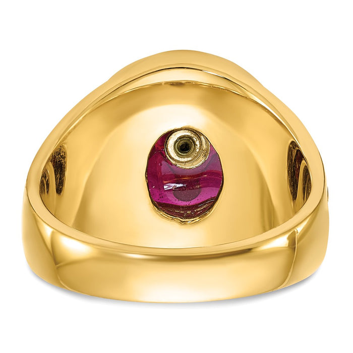 Buy Exclusive 14K Men's Masonic Ring with Lab-Created Ruby - Stylish Design-6
