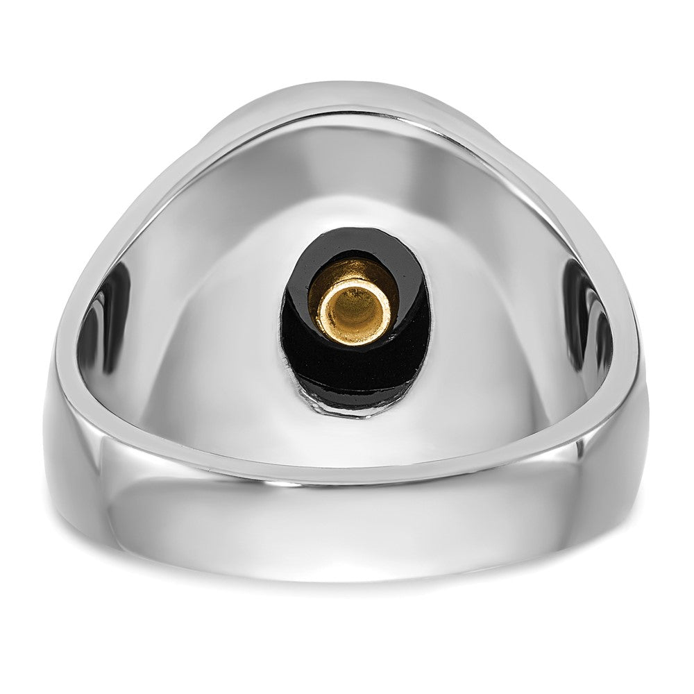 Exclusive Men's 14K White Gold Masonic Ring with Onyx - Stylish Design
