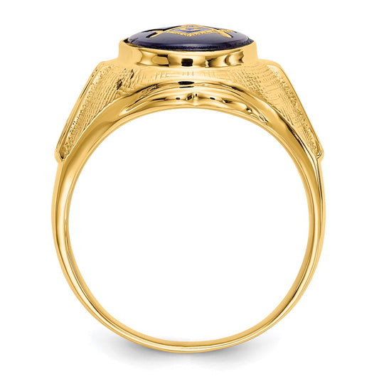 High-Quality Men's 14K Gold Masonic Ring with Blue Spinel - Stylish Value!