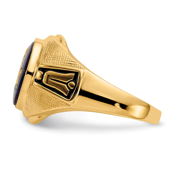 High-Quality Men's 14K Gold Masonic Ring with Blue Spinel - Stylish Value!-4