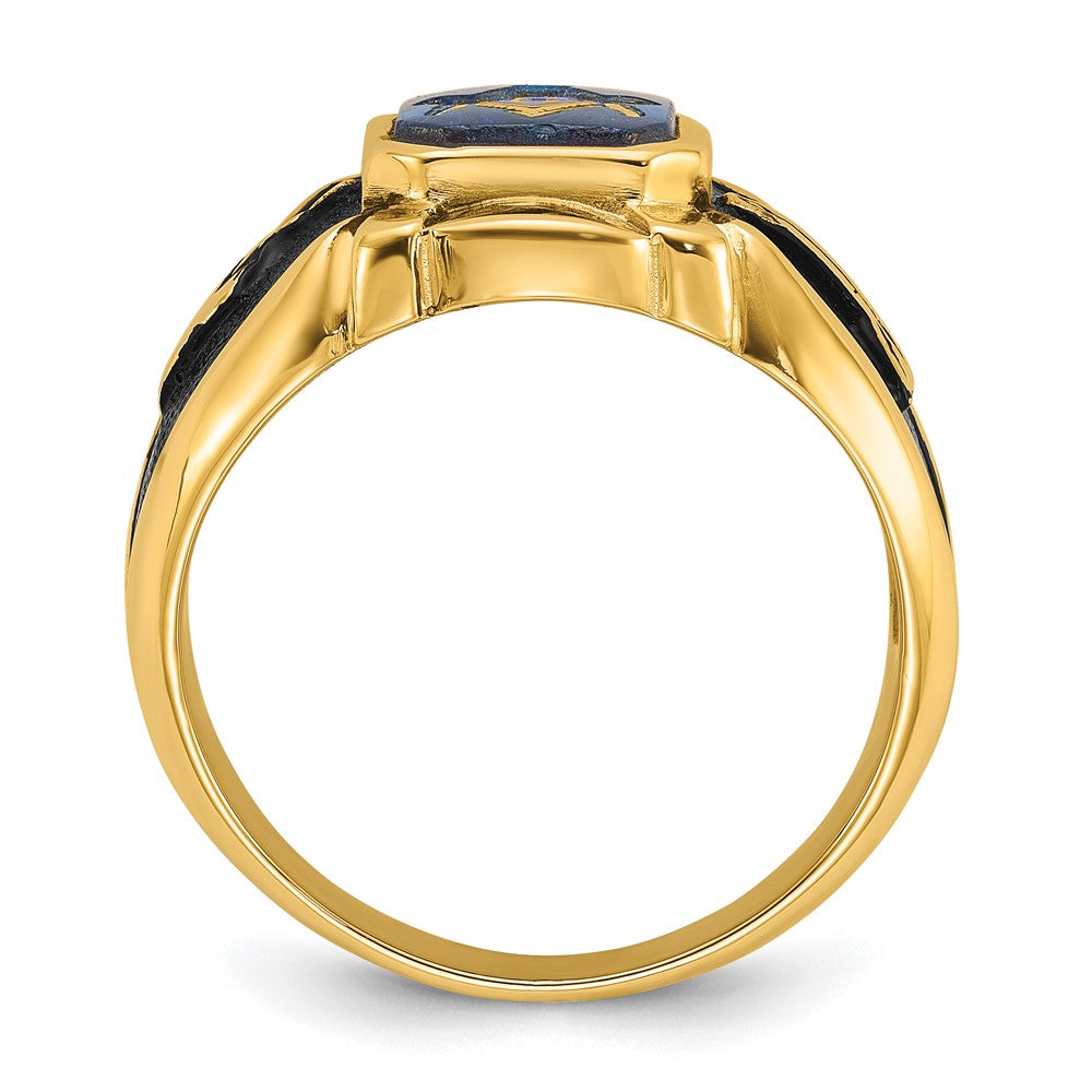 High-Quality 14K Men's Masonic Ring - Stylish Design with Imitation Blue Spinel