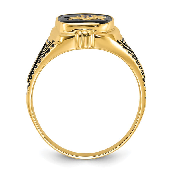 14K Men's Masonic Ring with Onyx