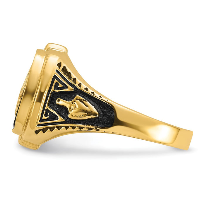 Designer 14K Men's Masonic Ring with Onyx - Affordable Luxury, Stylish Finish-3