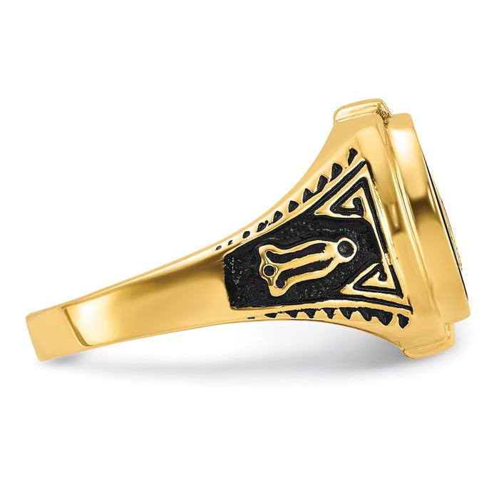 Designer 14K Men's Masonic Ring with Onyx - Affordable Luxury, Stylish Finish-8