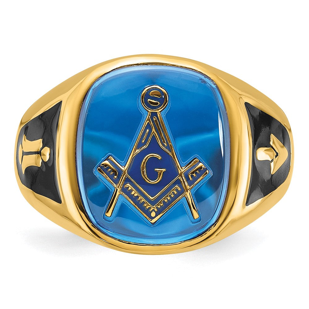 Buy Exclusive 14k Men's Masonic Ring | Polished Finish & Blue Spinel Value