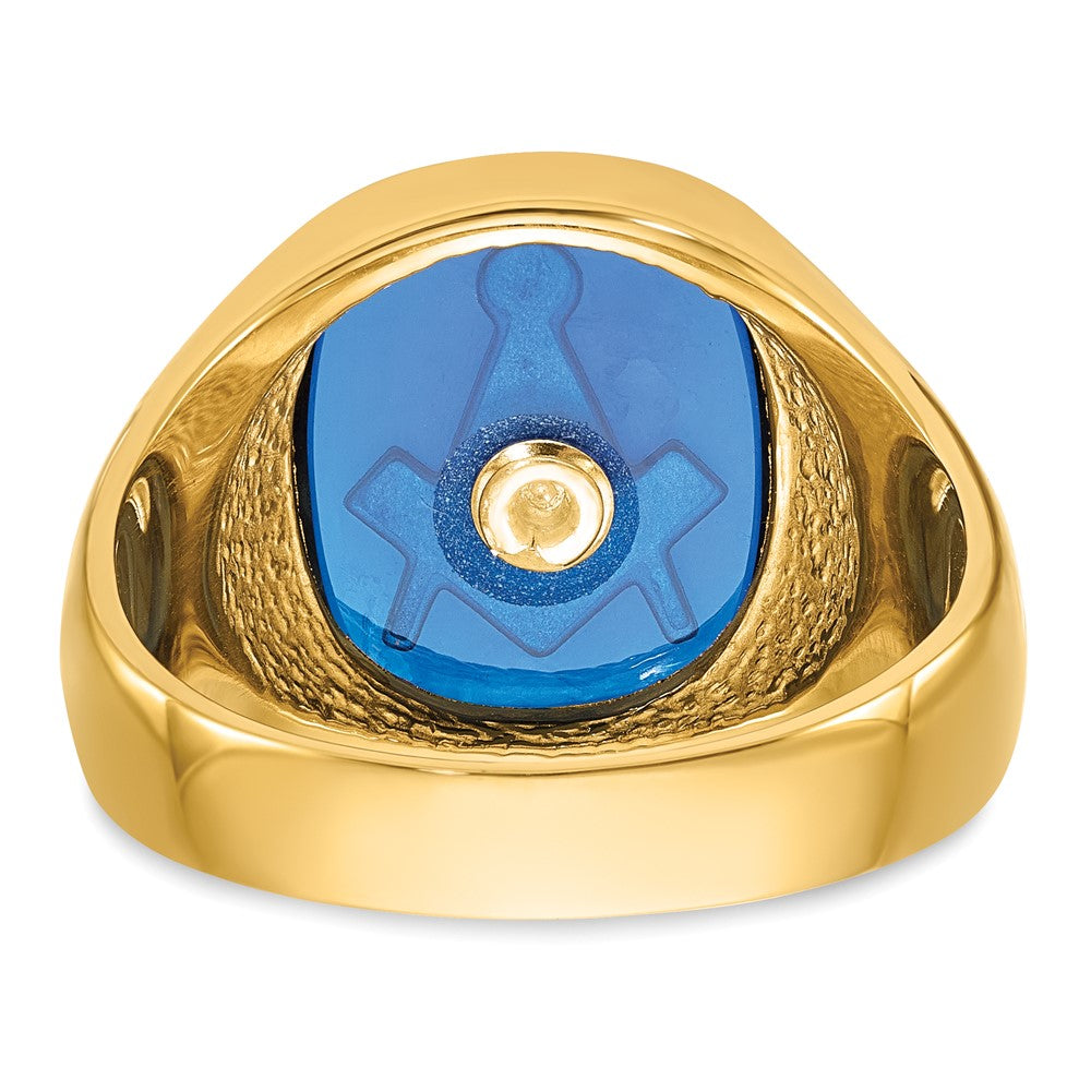 Buy Exclusive 14k Men's Masonic Ring | Polished Finish & Blue Spinel Value