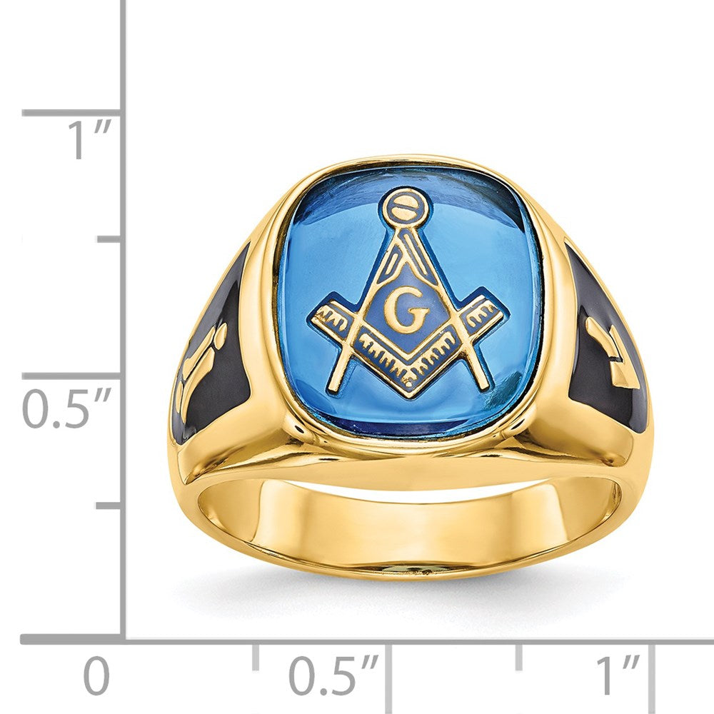 Buy Exclusive 14k Men's Masonic Ring | Polished Finish & Blue Spinel Value