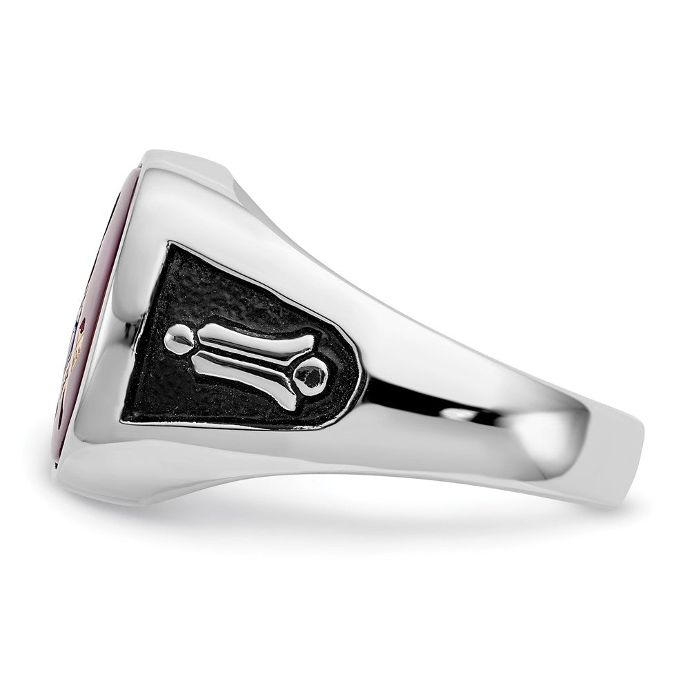 Buy Stylish Men's 14K White Gold Masonic Ring with Ruby & Enamel Finish