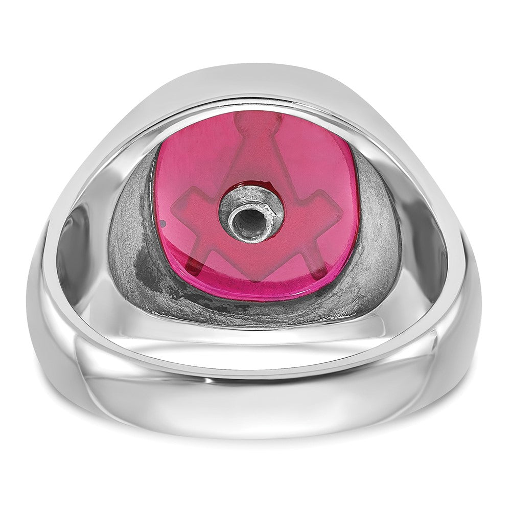 Buy Stylish Men's 14K White Gold Masonic Ring with Ruby & Enamel Finish