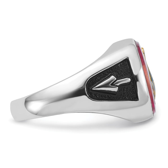 Buy Stylish Men's 14K White Gold Masonic Ring with Ruby & Enamel Finish-9