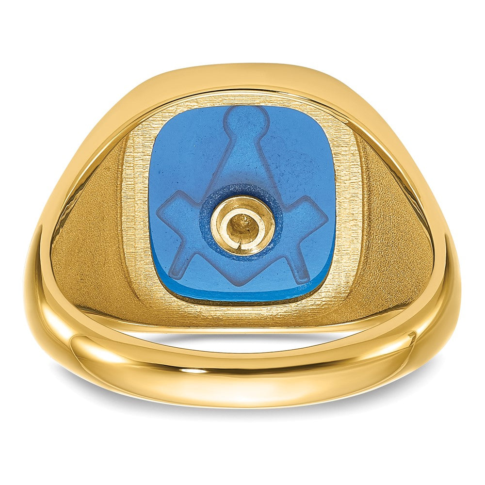 Shop Stylish Men's 14K White Gold Masonic Ring with Textured Finish & Imitation Blue Spinel