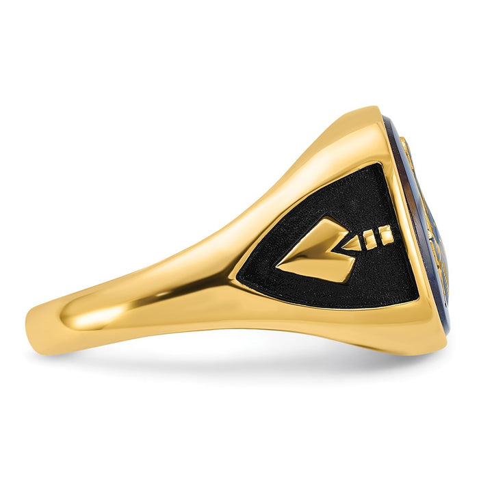 Buy Exclusive 14K Men's Masonic Ring - Polished, Antiqued, Textured Finish, Stylish Imitation Blue Spinel-8