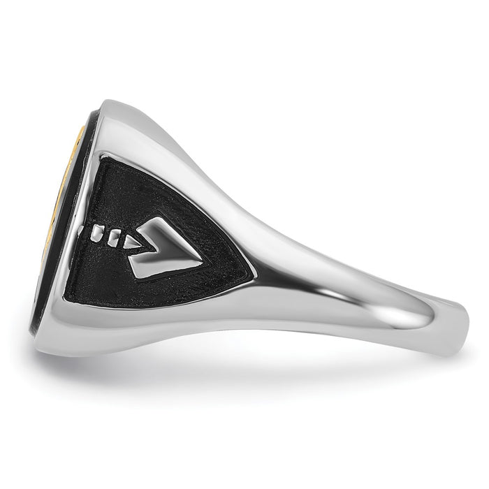 Exclusive 14K White Gold Masonic Ring with Onyx Accents - Stylish Design-3