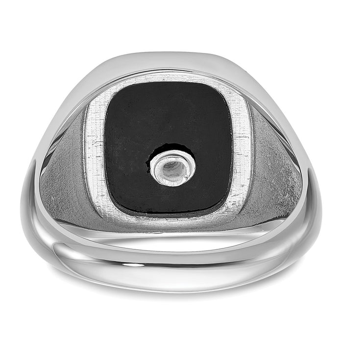 Exclusive 14K White Gold Masonic Ring with Onyx Accents - Stylish Design-5