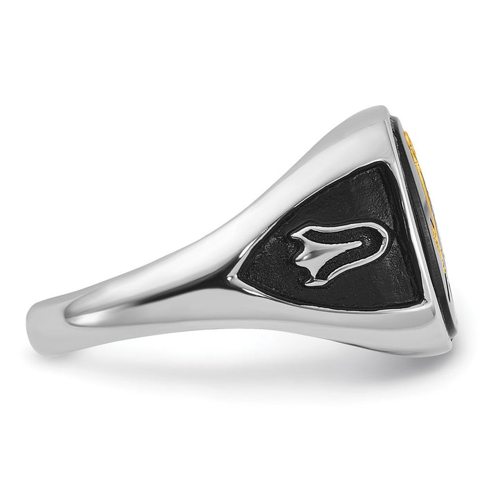 Exclusive 14K White Gold Masonic Ring with Onyx Accents - Stylish Design-9