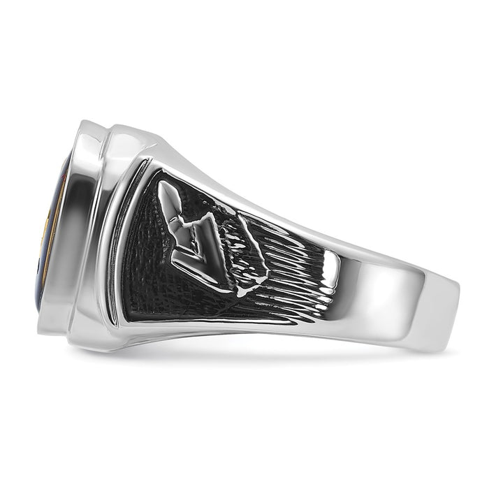 Order Stylish 14K White Gold Masonic Ring with Blue Spinel Accents - 10g-4