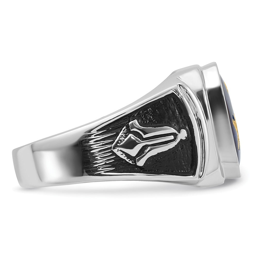 Order Stylish 14K White Gold Masonic Ring with Blue Spinel Accents - 10g