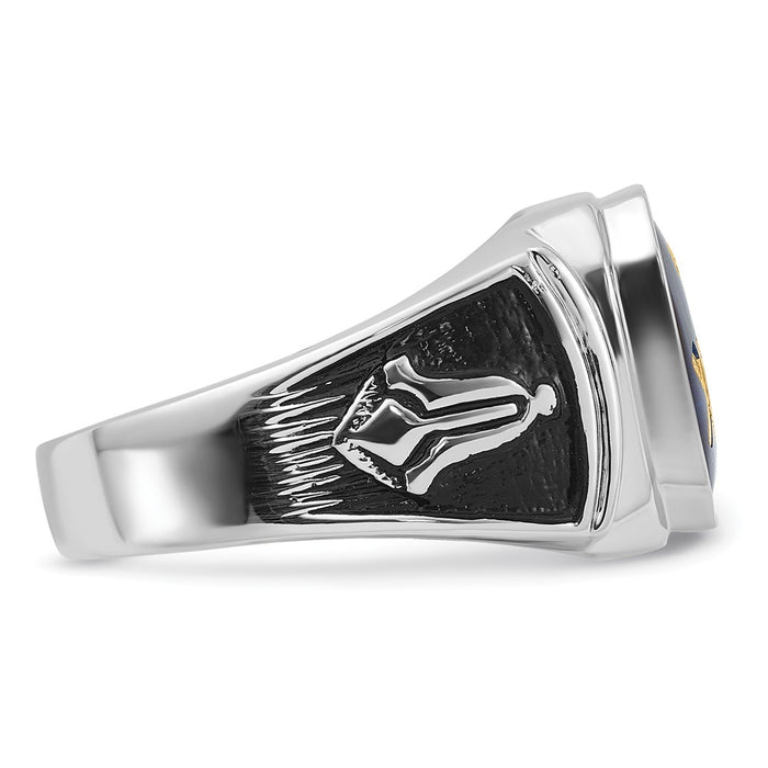 Order Stylish 14K White Gold Masonic Ring with Blue Spinel Accents - 10g-9