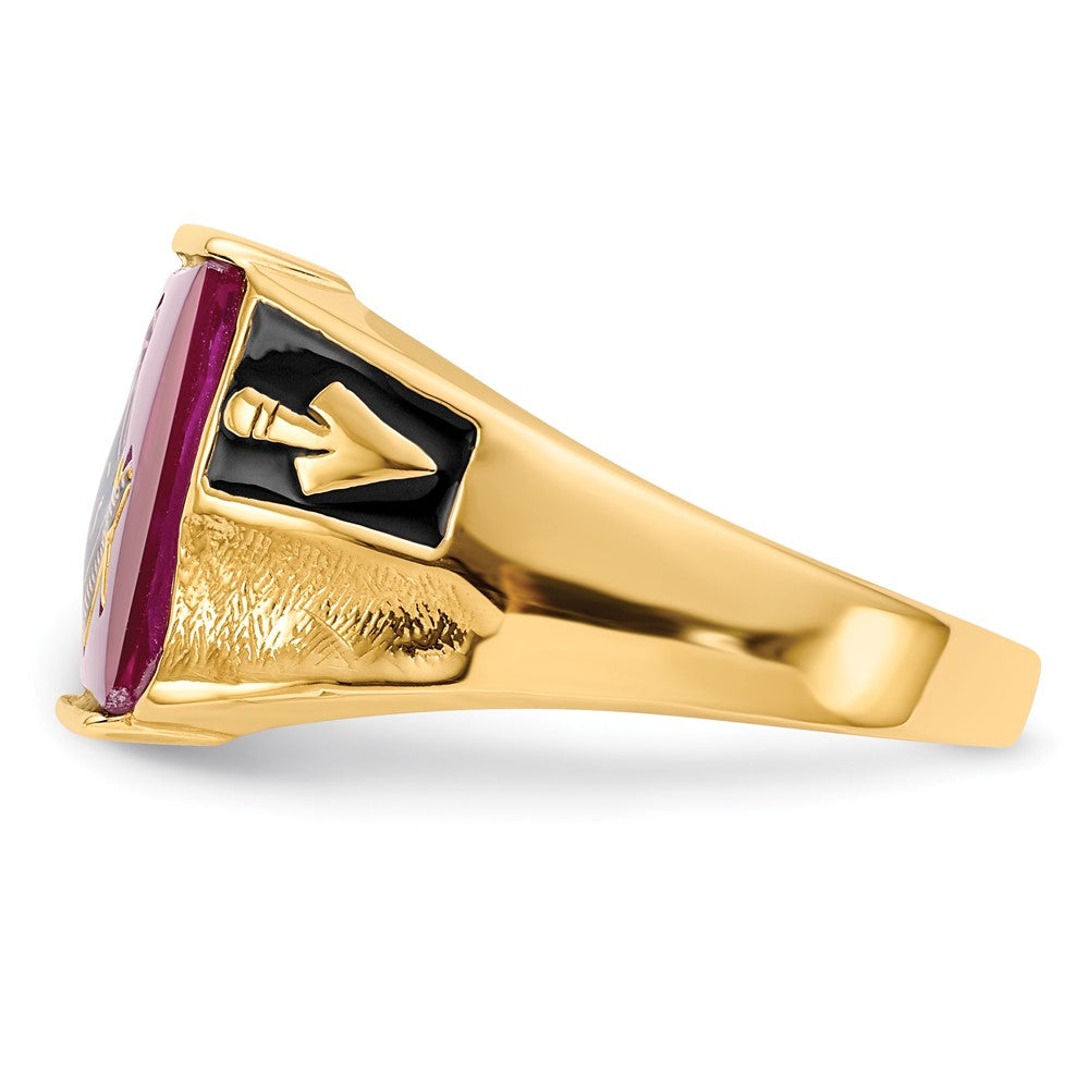 Buy 14K Men's Masonic Ring - Stylish Polished, Textured Finish & Ruby