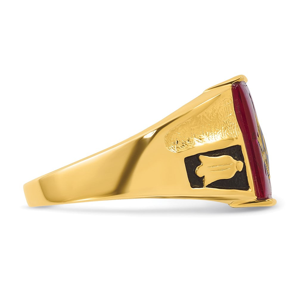Buy 14K Men's Masonic Ring - Stylish Polished, Textured Finish & Ruby