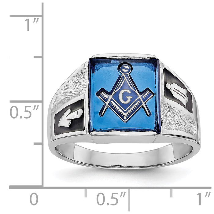 Buy Stylish Men's 14K White Gold Masonic Ring - Polished, Textured Finish, Affordable Price!-6
