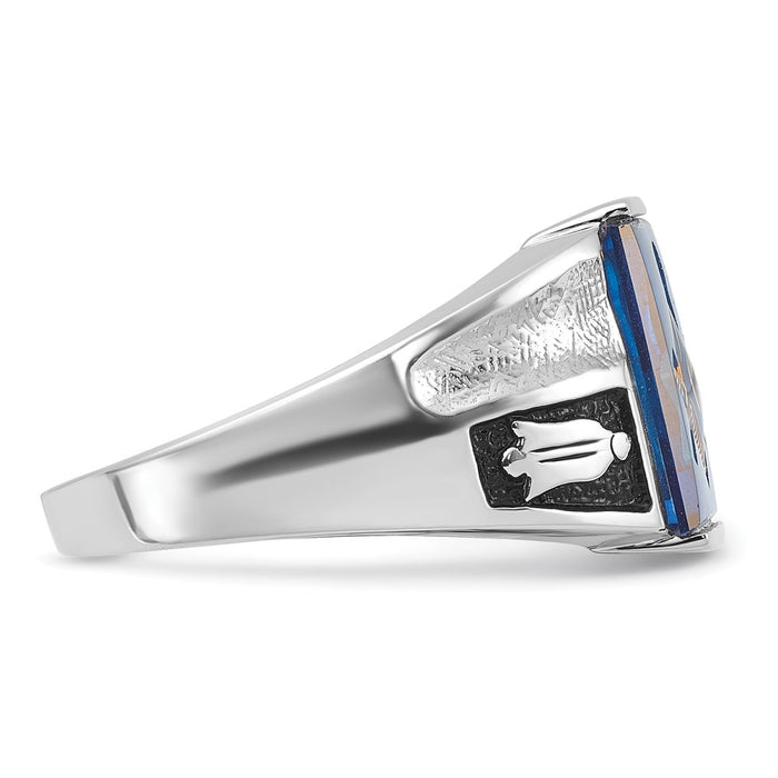 Buy Stylish Men's 14K White Gold Masonic Ring - Polished, Textured Finish, Affordable Price!-9