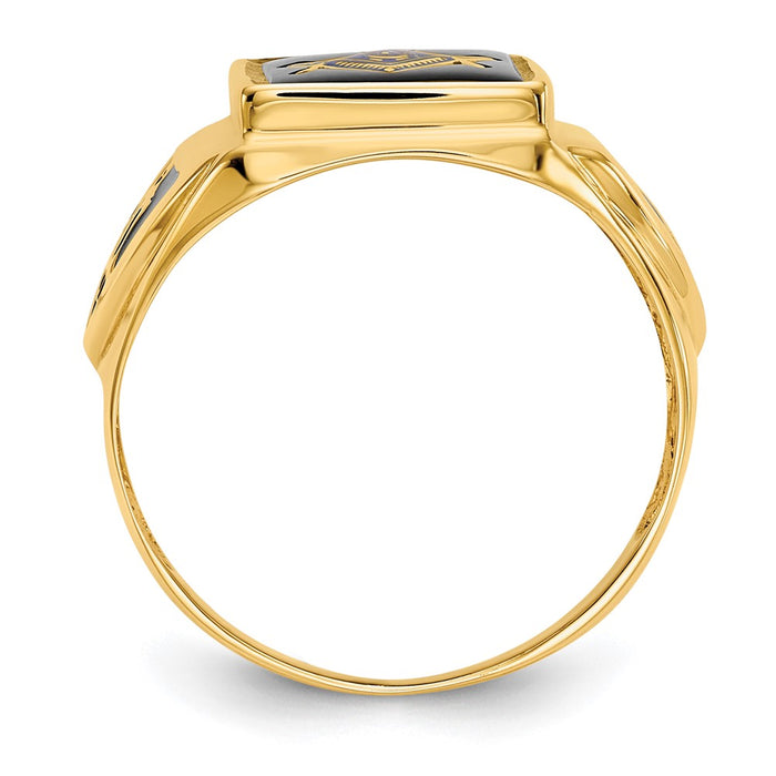 Shop 14K Men's Masonic Ring - Stylish Polished Onyx Design, Affordable Luxury-2
