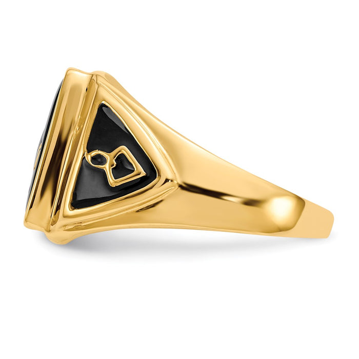 Shop 14K Men's Masonic Ring - Stylish Polished Onyx Design, Affordable Luxury-3