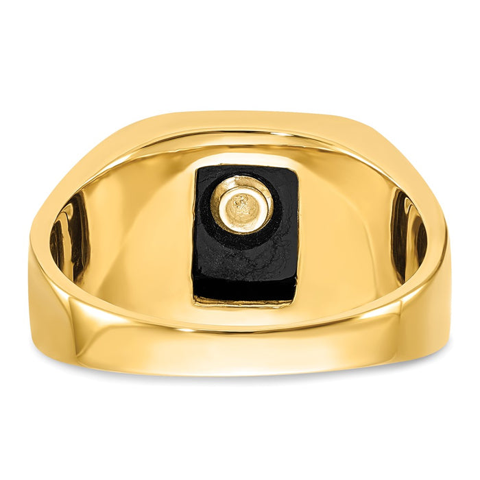 Buy Exclusive 14K Men's Masonic Ring, .85mm with Onyx & Black Enamel - Stylish Value-6