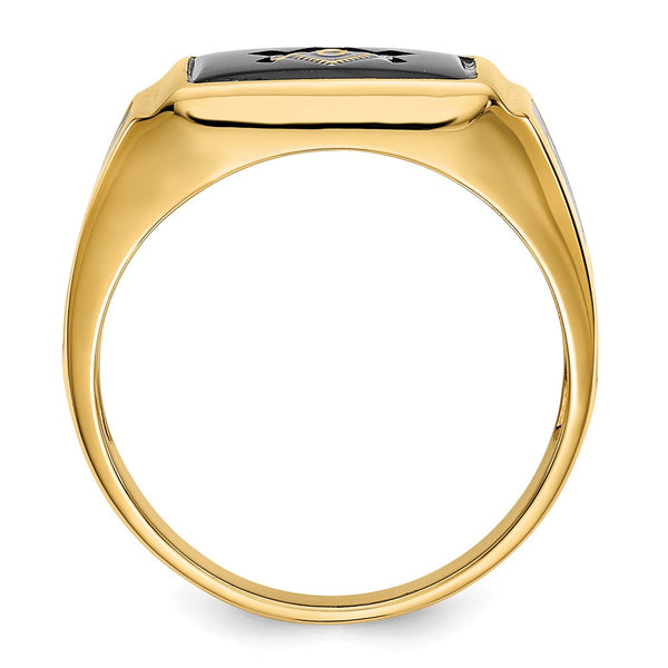 14K Men's Masonic Ring with Onyx Accents - Style GR1-1020638