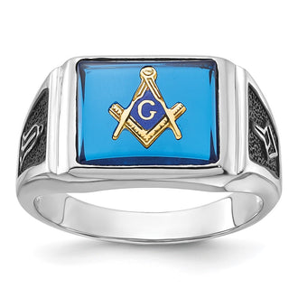 Buy Exclusive Men's 14K White Gold Masonic Ring | Stylish 7mm, Black Enamel