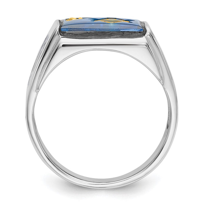 Shop Exclusive Men's 14K White Gold Masonic Ring with Diamonds & Blue Spinel-2