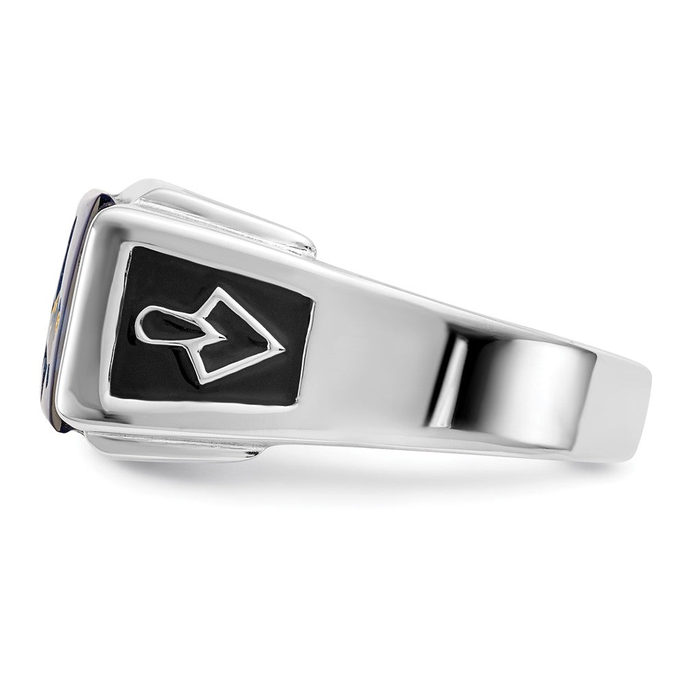 Shop Exclusive Men's 14K White Gold Masonic Ring with Diamonds & Blue Spinel