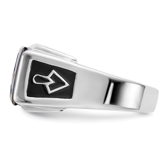 Shop Exclusive Men's 14K White Gold Masonic Ring with Diamonds & Blue Spinel-4