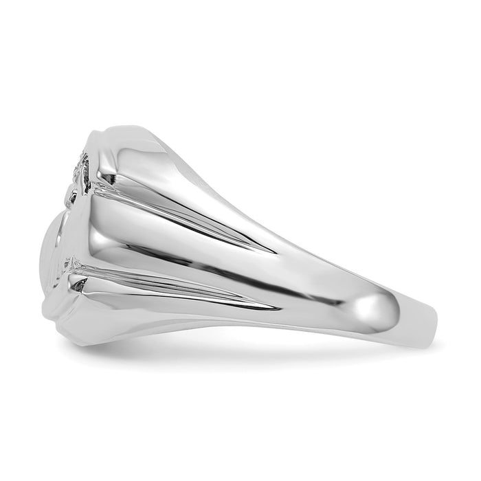 High-Quality Men's Claddagh Ring in 14K White Gold with AA Diamonds & Onyx-4