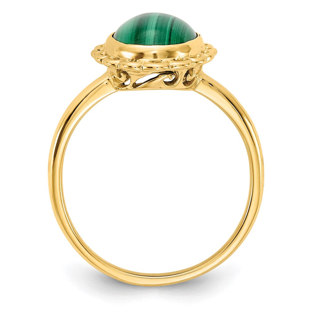 Shop Exclusive 14K Gold Malachite Cabochon Ring - 10x8mm, Stylish Value!