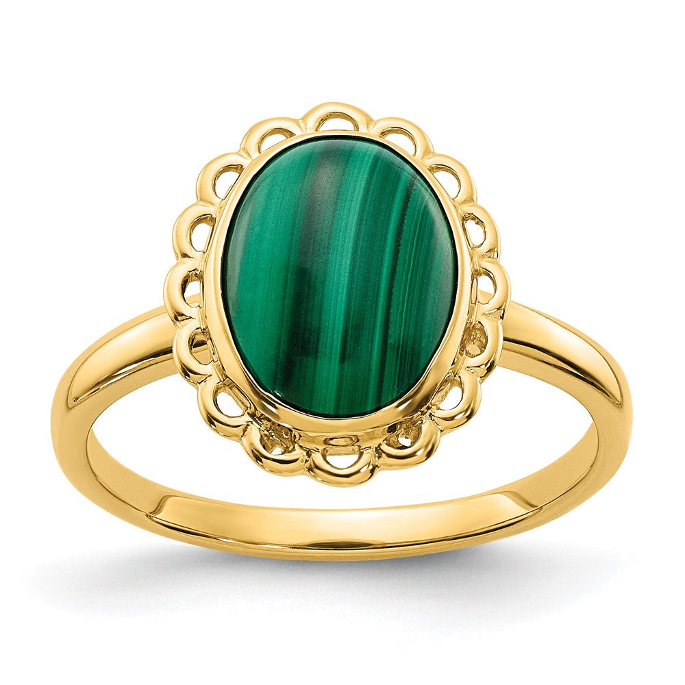 Shop Exclusive 14K Gold Malachite Cabochon Ring - 10x8mm, Stylish Value!