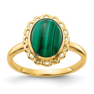 Shop Exclusive 14K Gold Malachite Cabochon Ring - 10x8mm, Stylish Value!