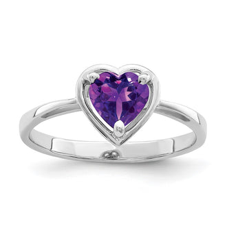 Shop Exclusive 14K White Gold Amethyst Ring - 6mm Heart-Shaped Luxury Design