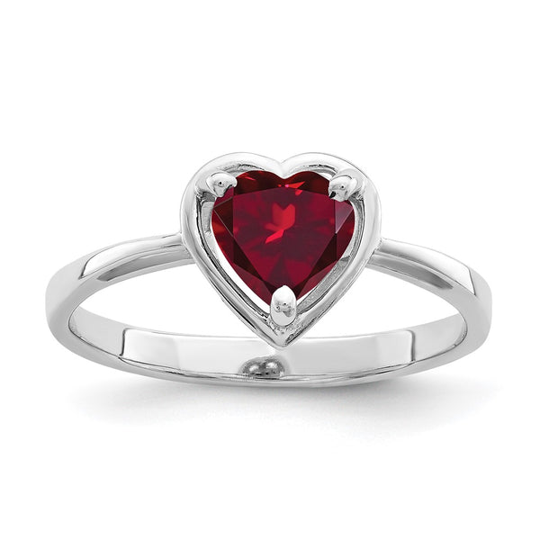 14K White Gold 6mm Heart-Shaped Ruby Ring