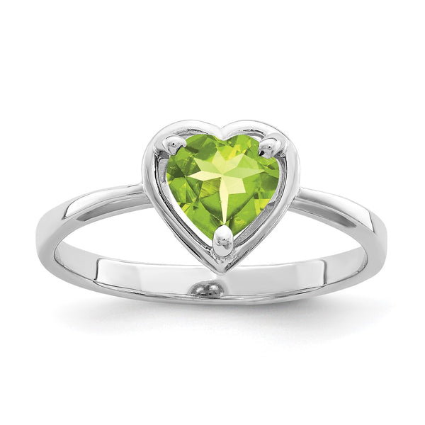 14K White Gold 6mm Heart-Shaped Peridot Ring