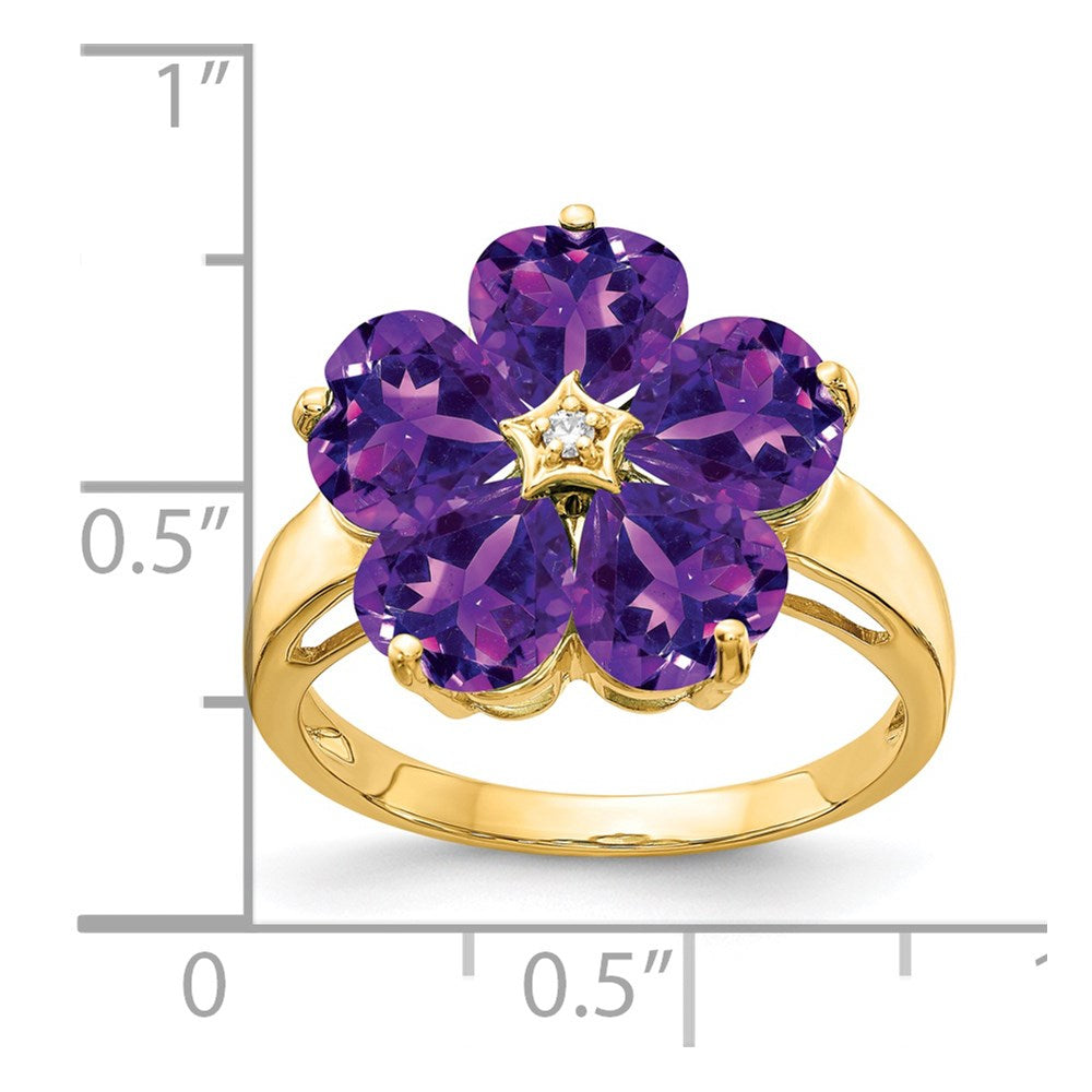 Shop Stylish 14K Gold 6mm Heart-Shaped Amethyst AA Diamond Ring - Luxury Value