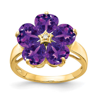 High-quality 14K Gold Heart-Shaped Amethyst & VS Diamond Ring - Stylish Value!