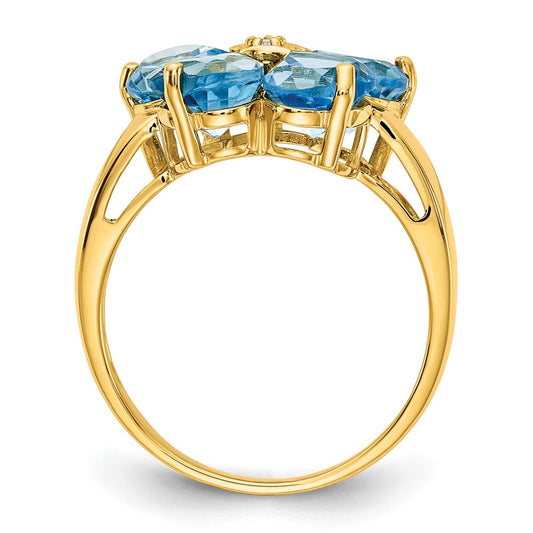 Buy Exclusive 14K Gold Heart-Shaped Blue Topaz AA Diamond Ring - Stylish 6mm