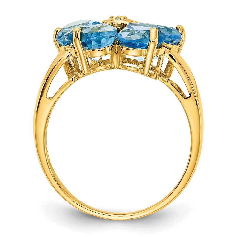 Buy Exclusive 14K Gold Heart-Shaped Blue Topaz & VS Diamond Ring | 6mm