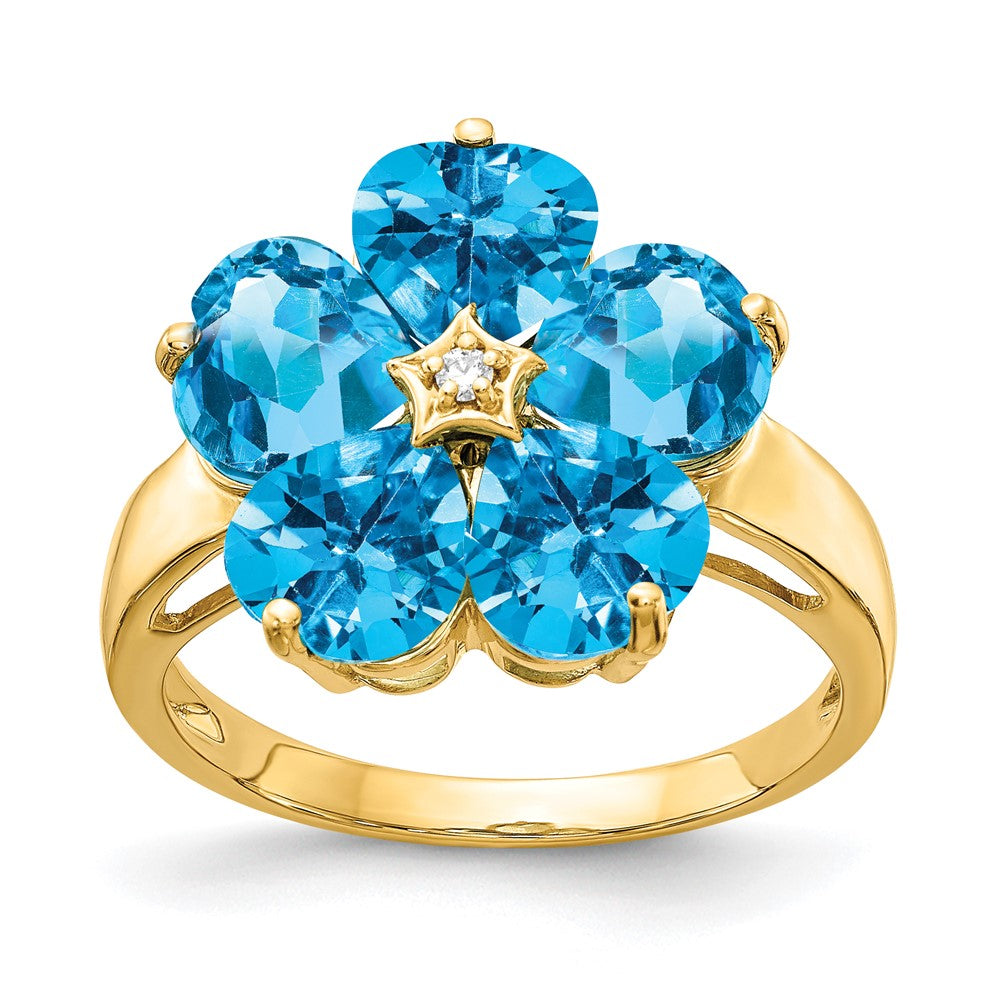 Buy Exclusive 14K Gold Heart-Shaped Blue Topaz & Diamond Ring | Stylish 6mm