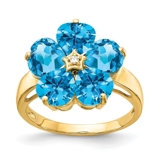 Buy Exclusive 14K Gold Heart-Shaped Blue Topaz & Diamond Ring | Stylish 6mm