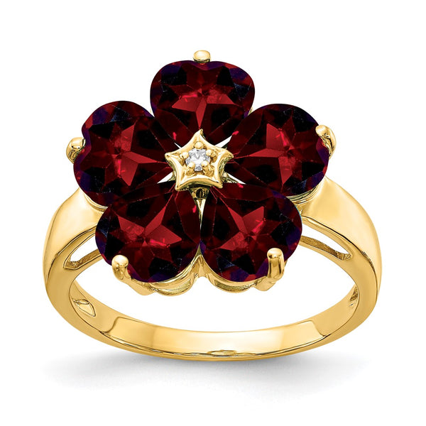 Shop Exclusive 14K Gold 6mm Heart-Shaped Garnet Ring with AA Diamonds - Luxury Value