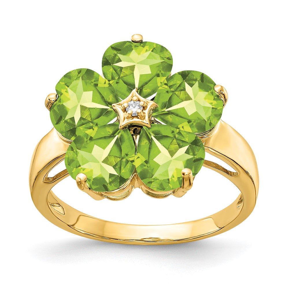High-Quality 14K Gold Heart-Shaped Peridot & VS Diamond Ring - Stylish Value